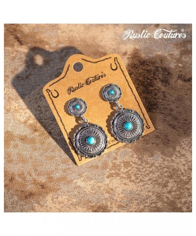 Rustic Couture's Western Earrings for Women Cowgirls Dangling Statement Western Jewelry Gift L-Turquoise $9.00 Earrings