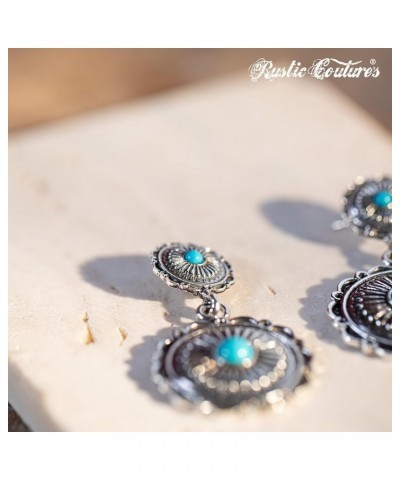 Rustic Couture's Western Earrings for Women Cowgirls Dangling Statement Western Jewelry Gift L-Turquoise $9.00 Earrings