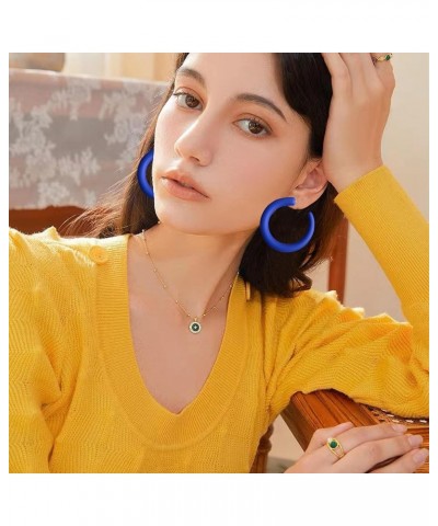 80 90s Retro Neon Thick Hoop Earrings Hoops Chunky Hollow Tube Hoop Earrings for Women Hypoallergenic Lightweight Candy Color...