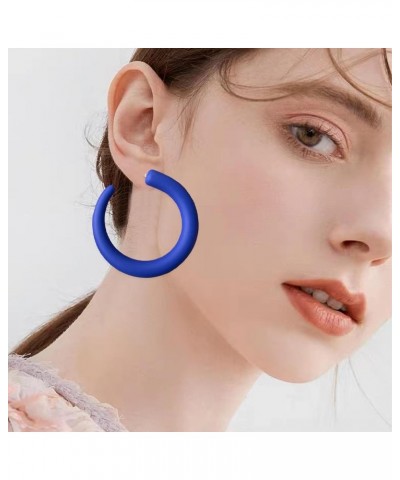 80 90s Retro Neon Thick Hoop Earrings Hoops Chunky Hollow Tube Hoop Earrings for Women Hypoallergenic Lightweight Candy Color...