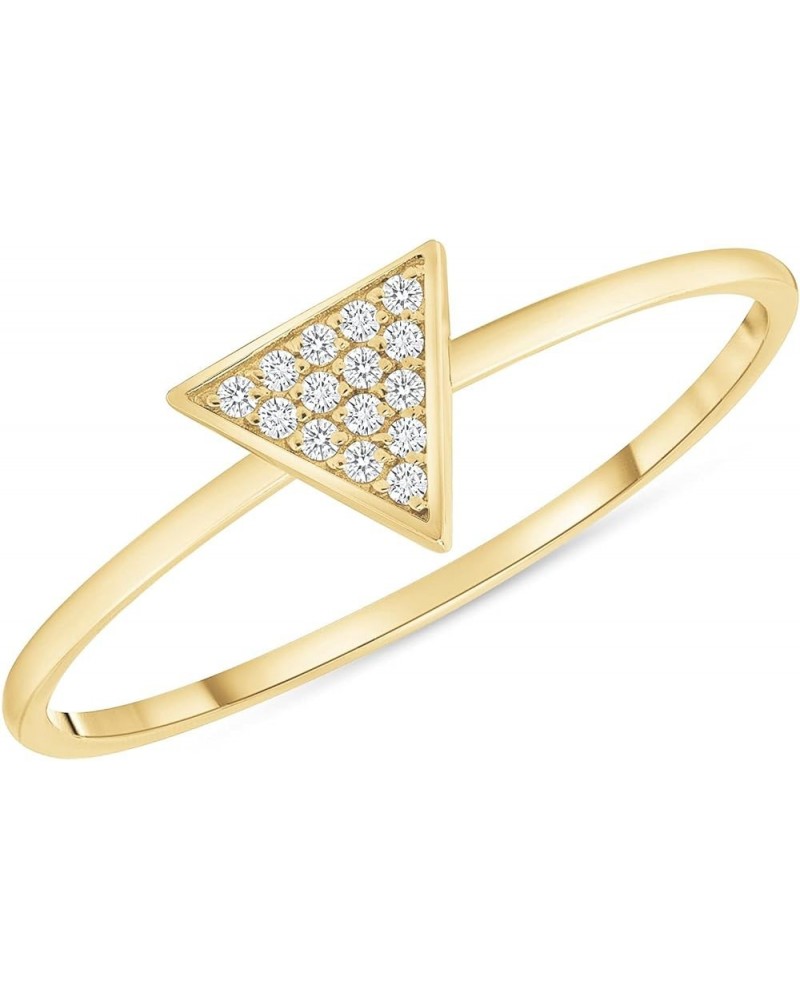 Dainty 14k Yellow Gold Diamond Geometric-Shaped Stackable Ring Collection triangle $54.25 Rings