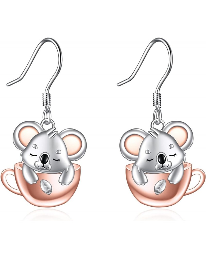 Koala/Sloth/Black Cat/Panda/Pumpkin Drop Earrings for Women 925 Sterling Silver Teacup Dangle Earrings for Girls Cute Animal ...