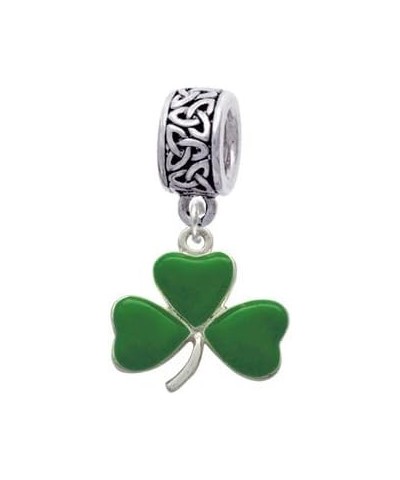 Silvertone Green Three Leaf Clover - Shamrock - Celtic Knot Charm Bead $16.51 Bracelets