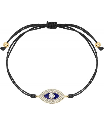 Dainty Layered Evil Eye Bracelets for Women, 14K Gold Filled Adjustable Bead Layering Bracelet Cute CZ Evil Eye Bar Coin Brac...