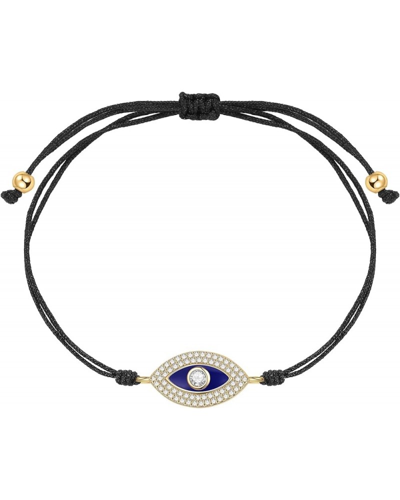 Dainty Layered Evil Eye Bracelets for Women, 14K Gold Filled Adjustable Bead Layering Bracelet Cute CZ Evil Eye Bar Coin Brac...