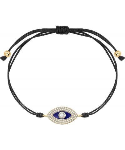 Dainty Layered Evil Eye Bracelets for Women, 14K Gold Filled Adjustable Bead Layering Bracelet Cute CZ Evil Eye Bar Coin Brac...