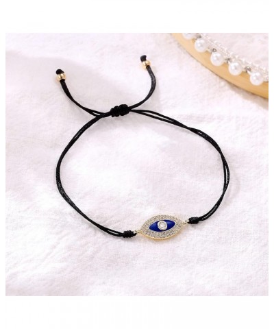 Dainty Layered Evil Eye Bracelets for Women, 14K Gold Filled Adjustable Bead Layering Bracelet Cute CZ Evil Eye Bar Coin Brac...