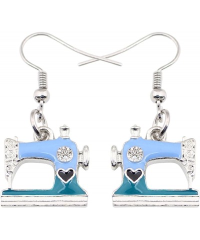 Sewing Machine Earrings Metal Enamel Drop Dangle Fashion Spring Summer Jewelry Gifts for Women Teens Girls Blue $9.43 Earrings