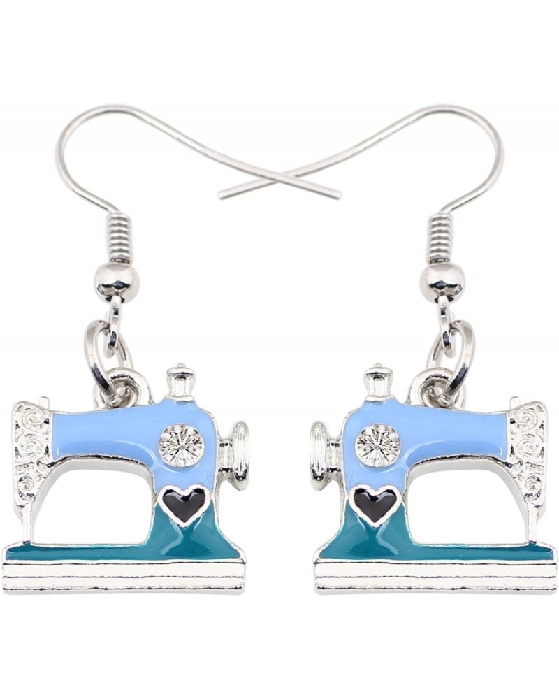 Sewing Machine Earrings Metal Enamel Drop Dangle Fashion Spring Summer Jewelry Gifts for Women Teens Girls Blue $9.43 Earrings