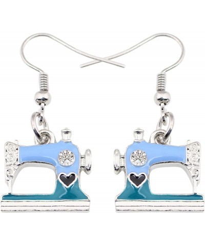 Sewing Machine Earrings Metal Enamel Drop Dangle Fashion Spring Summer Jewelry Gifts for Women Teens Girls Blue $9.43 Earrings