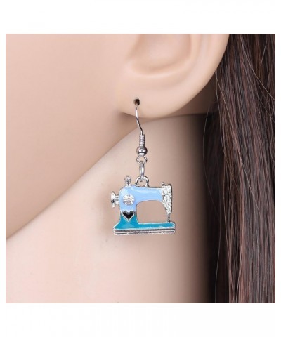 Sewing Machine Earrings Metal Enamel Drop Dangle Fashion Spring Summer Jewelry Gifts for Women Teens Girls Blue $9.43 Earrings