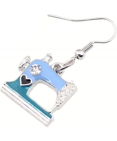 Sewing Machine Earrings Metal Enamel Drop Dangle Fashion Spring Summer Jewelry Gifts for Women Teens Girls Blue $9.43 Earrings