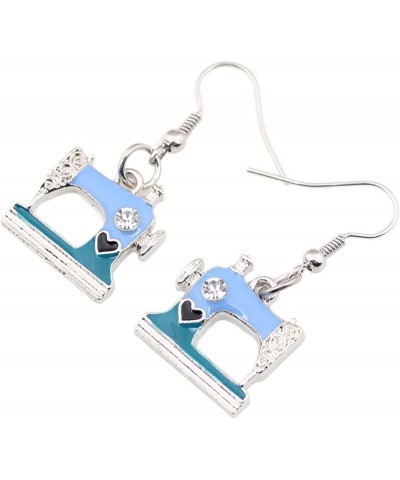 Sewing Machine Earrings Metal Enamel Drop Dangle Fashion Spring Summer Jewelry Gifts for Women Teens Girls Blue $9.43 Earrings