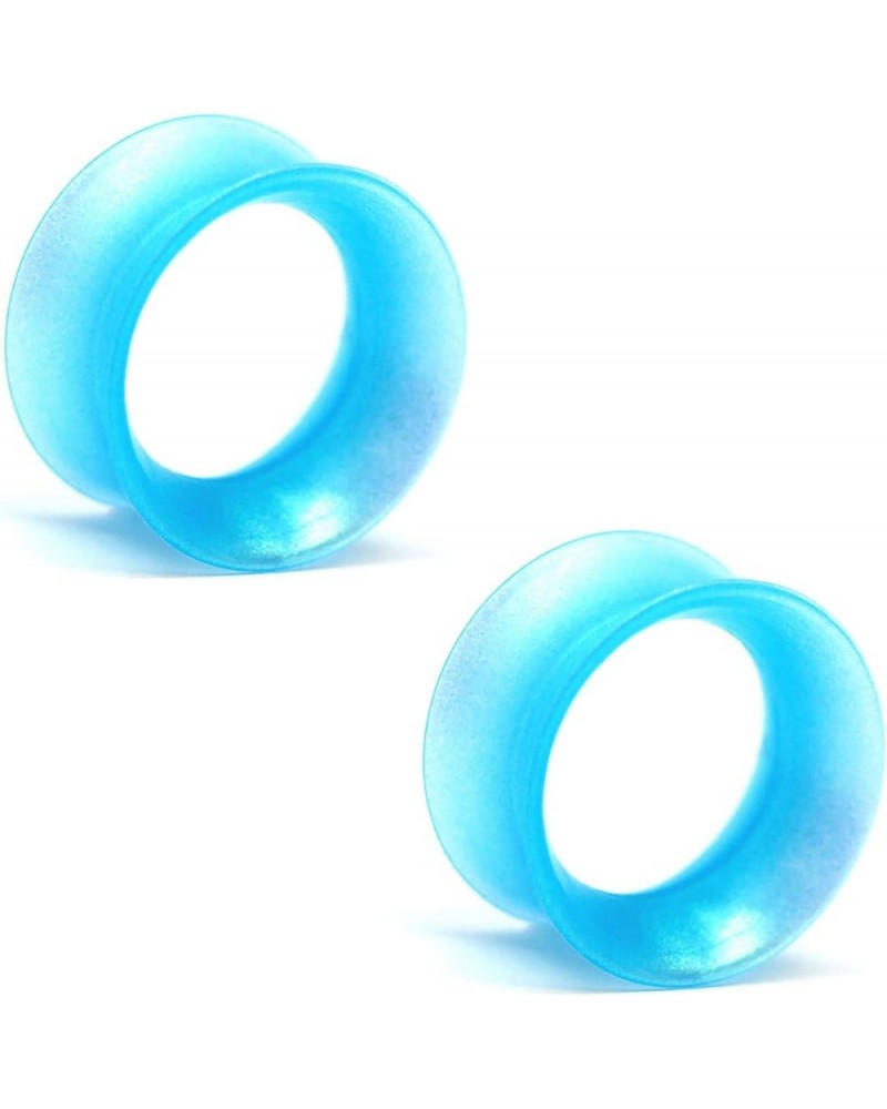 KAOS Brand: Pair of Opalescent Sea Blue Pearl Silicone Double Flared Skin Eyelets 7/8 $12.96 Body Jewelry