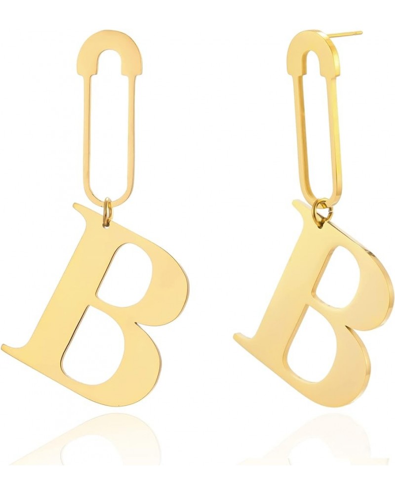 18K Gold Plated Initial Earrings, Hypoallergenic Drop Dangle Earring With 26 Letters For Women Girls Alphabet From A-Z Statem...