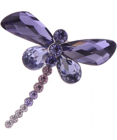 Silvery Tone Shine Amethyst Purple Crystal Rhinestones Dragonfly Insect Brooch Pin Purple $9.90 Brooches & Pins