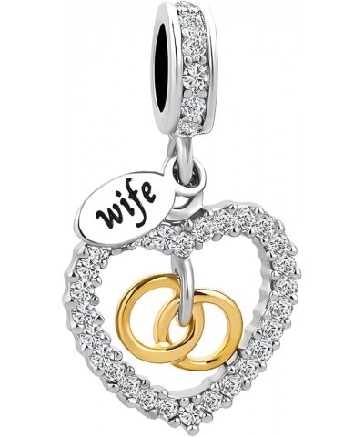 Heart Love Wife Couple Rings Charm Compatible with Pandora Charms Bracelets Rings $8.24 Bracelets