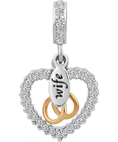 Heart Love Wife Couple Rings Charm Compatible with Pandora Charms Bracelets Rings $8.24 Bracelets