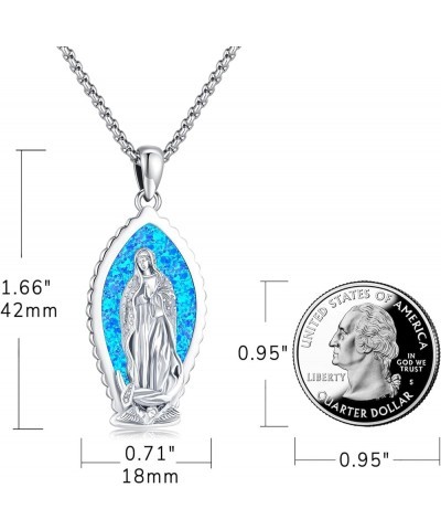 Opal Necklace for Women Men Blue White Opal Jewelry Sterling Silver 925 Genuine Real Opal Pendant Gifts F-D-virgin mary $22.7...