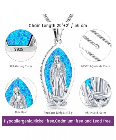 Opal Necklace for Women Men Blue White Opal Jewelry Sterling Silver 925 Genuine Real Opal Pendant Gifts F-D-virgin mary $22.7...