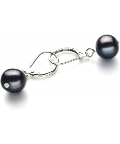 Kaitlyn 8-9mm A Quality Freshwater 925 Sterling Silver Cultured Pearl Earring Pair For Women black $44.00 Earrings