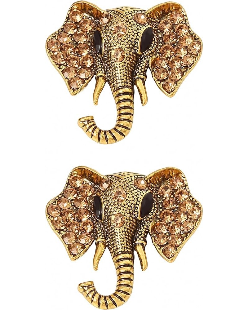 Women Rhinestone Elephant Brooch Pin Elephant Buckle Brooch (Old Silver(2pcs)), 3.7*3.7cm Bronze(2pcs) $6.24 Brooches & Pins