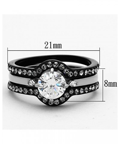 His and Hers 4 Piece?Black Ion Plated Stainless Steel Wedding Engagement Ring Band Set Women's Size 08 Men's 08mm Size 10 $22...