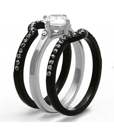 His and Hers 4 Piece?Black Ion Plated Stainless Steel Wedding Engagement Ring Band Set Women's Size 08 Men's 08mm Size 10 $22...