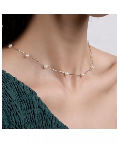 925 Sterling Silver Dainty Freshwater Cultured Pearl Choker Necklace White Genuine Real Pearl Charm Necklaces Jewelry Gifts f...