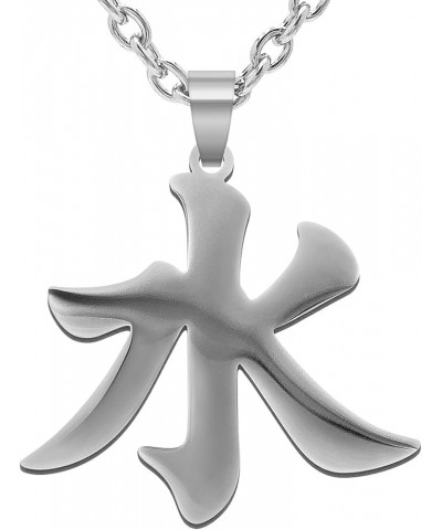 Water Ice Kanji Necklaces for Japanese Stainless Steel Pendant Chain Elements Necklace for Men Women Water Kanji $11.21 Neckl...