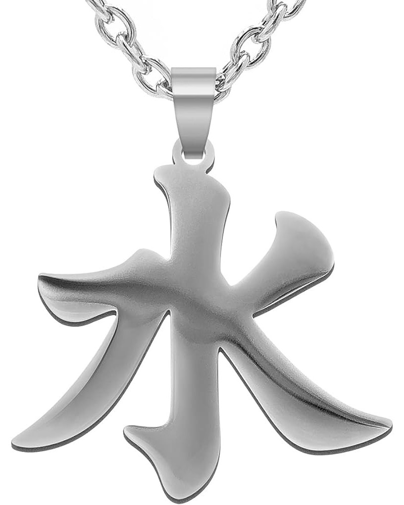 Water Ice Kanji Necklaces for Japanese Stainless Steel Pendant Chain Elements Necklace for Men Women Water Kanji $11.21 Neckl...