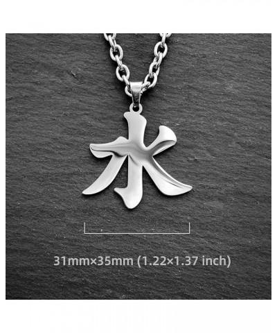 Water Ice Kanji Necklaces for Japanese Stainless Steel Pendant Chain Elements Necklace for Men Women Water Kanji $11.21 Neckl...