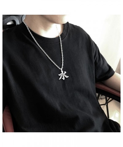 Water Ice Kanji Necklaces for Japanese Stainless Steel Pendant Chain Elements Necklace for Men Women Water Kanji $11.21 Neckl...