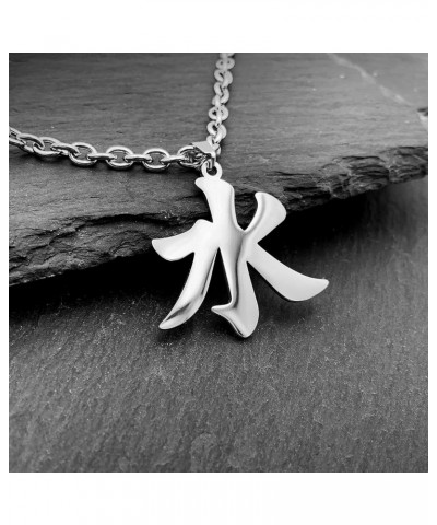 Water Ice Kanji Necklaces for Japanese Stainless Steel Pendant Chain Elements Necklace for Men Women Water Kanji $11.21 Neckl...