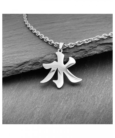 Water Ice Kanji Necklaces for Japanese Stainless Steel Pendant Chain Elements Necklace for Men Women Water Kanji $11.21 Neckl...