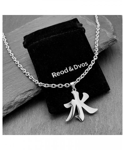 Water Ice Kanji Necklaces for Japanese Stainless Steel Pendant Chain Elements Necklace for Men Women Water Kanji $11.21 Neckl...