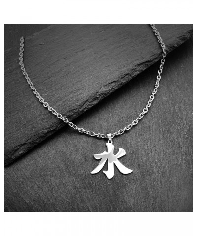 Water Ice Kanji Necklaces for Japanese Stainless Steel Pendant Chain Elements Necklace for Men Women Water Kanji $11.21 Neckl...