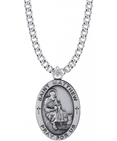 Sterling Silver St Matthew Medal Patron Saint Pendant Necklace Religious Jewelry, 7/8 Inch $45.92 Necklaces