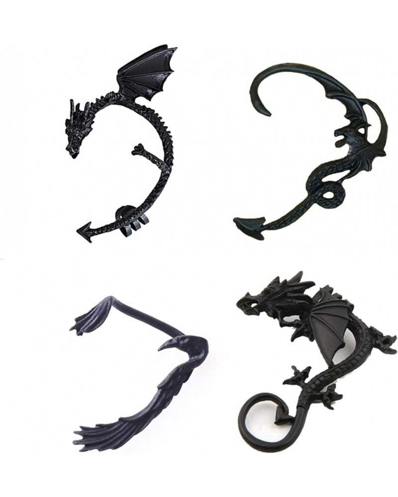 4-6 Pcs Vintage Snake Ear Cuff Earring Set Punk Gothic No Piercing Dragon Bat Crow Ear Climber Retro Stud Wrap On Ear Cartila...