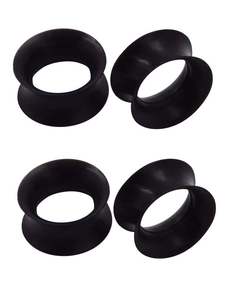 1/2/9 Pairs Black Thin Silicone Flexible Ear Skin Hollow Tunnels Plugs Piercing 8g-1 inch 2 pair 9/16"(14mm) $9.53 Body Jewelry