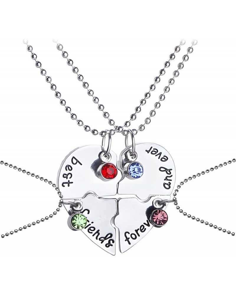 Best Friends Forever and Ever Necklace with Crystal Broken Heart Charm Pendant Set Friendship Necklace 4P SILVER $7.07 Necklaces