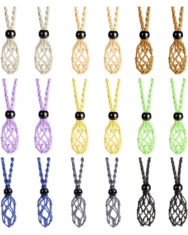 18 Pieces Necklace Cord Empty Stone Holder Empty Necklace Holder Crystal Stone Necklace Cord Adjustable Cord (6PCS Black+6PCS...