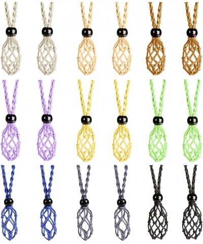 18 Pieces Necklace Cord Empty Stone Holder Empty Necklace Holder Crystal Stone Necklace Cord Adjustable Cord (6PCS Black+6PCS...