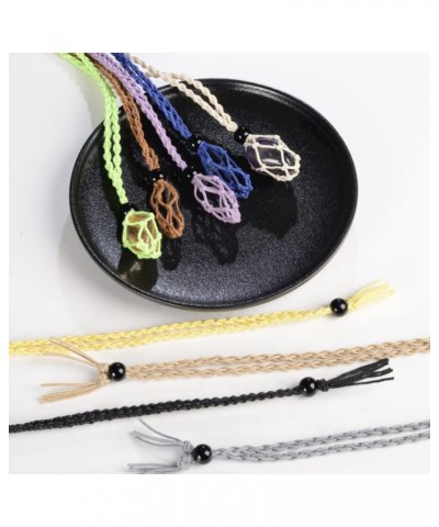 18 Pieces Necklace Cord Empty Stone Holder Empty Necklace Holder Crystal Stone Necklace Cord Adjustable Cord (6PCS Black+6PCS...