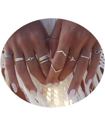 8-20PCS Boho Crystal Knuckle Stacking Rings Set Gold Vintage Stackable Joint Midi Finger Rings Set for Women Girls 12Pcs $7.6...