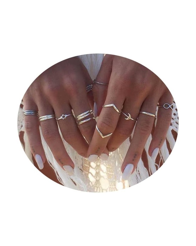 8-20PCS Boho Crystal Knuckle Stacking Rings Set Gold Vintage Stackable Joint Midi Finger Rings Set for Women Girls 12Pcs $7.6...