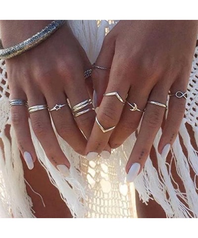 8-20PCS Boho Crystal Knuckle Stacking Rings Set Gold Vintage Stackable Joint Midi Finger Rings Set for Women Girls 12Pcs $7.6...