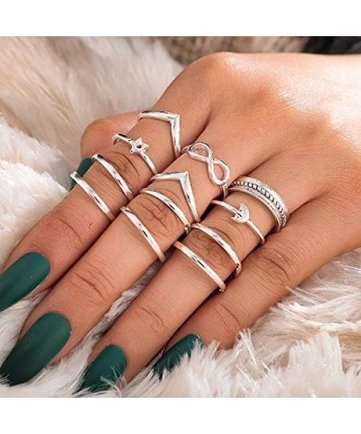 8-20PCS Boho Crystal Knuckle Stacking Rings Set Gold Vintage Stackable Joint Midi Finger Rings Set for Women Girls 12Pcs $7.6...