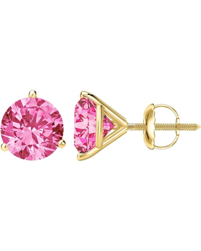 1/2-10 Carat Total Weight Pink Sapphire Stud Earrings 3 Prong Screw Back Yellow Gold 2.5 carats $243.00 Earrings