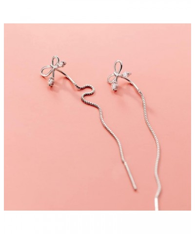 Chain Threader Earrings Long Chain Dangling Earrings Pull Through Earrings for Multiple Piercing Bow $7.53 Earrings